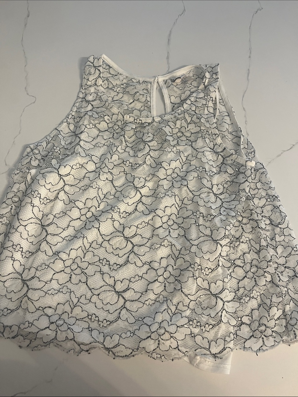 H&M Divided Women's White Lace Overlay Tank Top